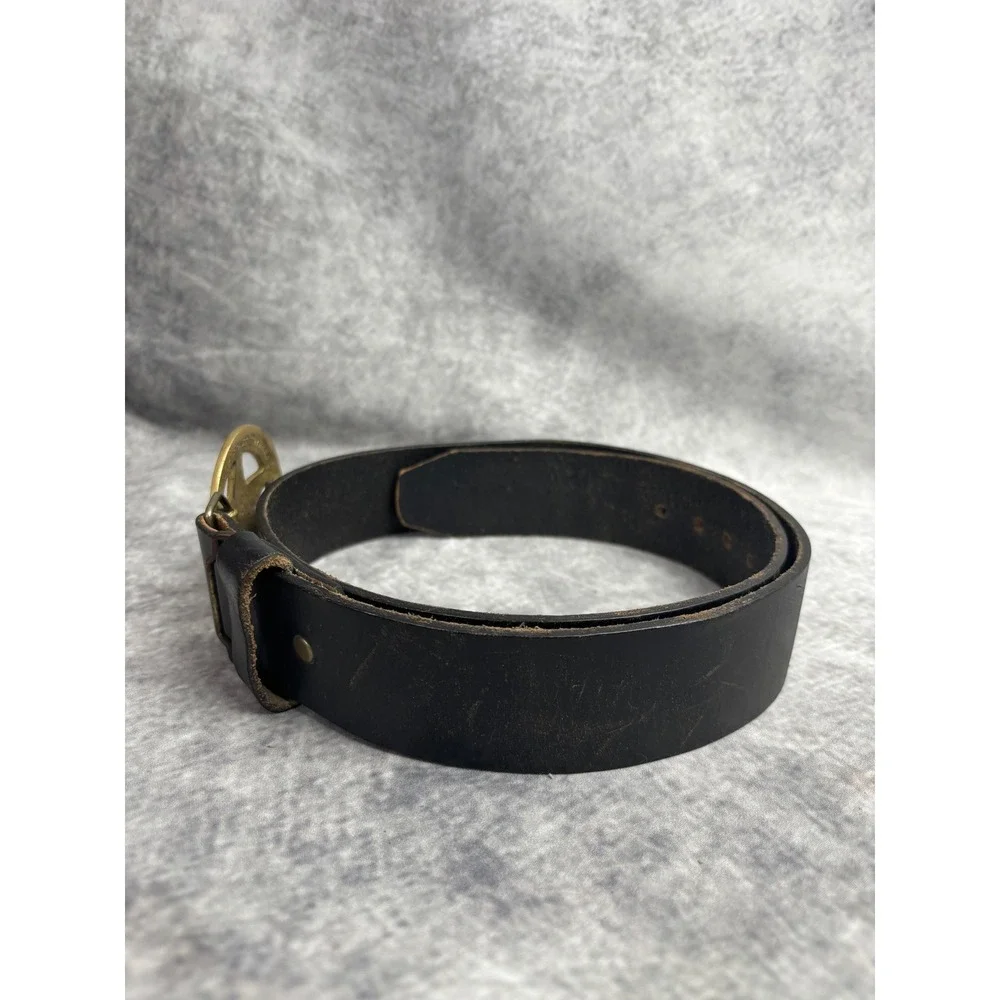 Vintage Deputy U.S. Marshall Star Belt Buckle w/ Cowhide‎ Leather Belt 34/36